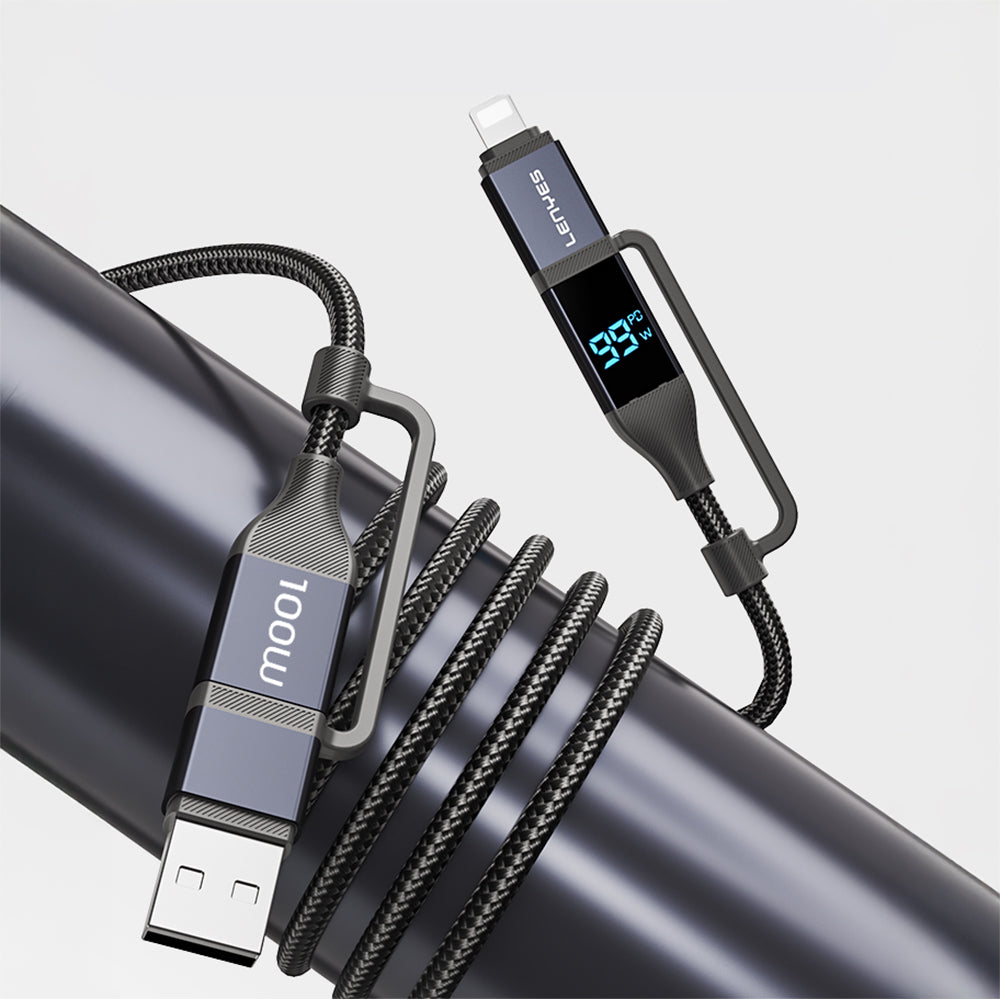 Lenyes LC542 Dijital Göstergeli 4in1 USB-A - Type-C + Type-C to Lightning 100W 1M Lenyes LC542 Dijital Göstergeli 4in1 USB-A - Type-C + Type-C to Lightning 100W 1M